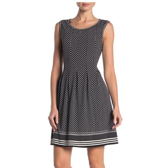 MAX STUDIO Patterned Sleeveless Fit & Flare Dress Black Floral Print‎ Wom… - Picture 1 of 9